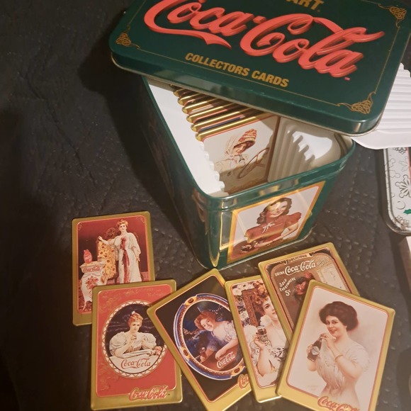 NIB! Coca Cola VINTAGE GOODS-IceBucket & 4 Tumblers-TIN Collector Cards-More - Picture 9 of 9